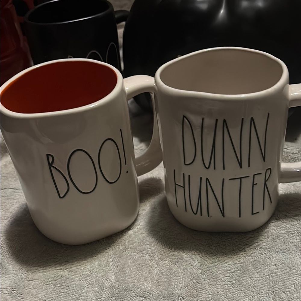 Rae Dunn White and Black Ceramic Dining Mugs